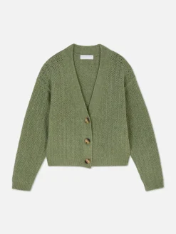 Pullover Und Cardigans|Primark Pointelle-Cardigan Mit V-Ausschnitt Grün