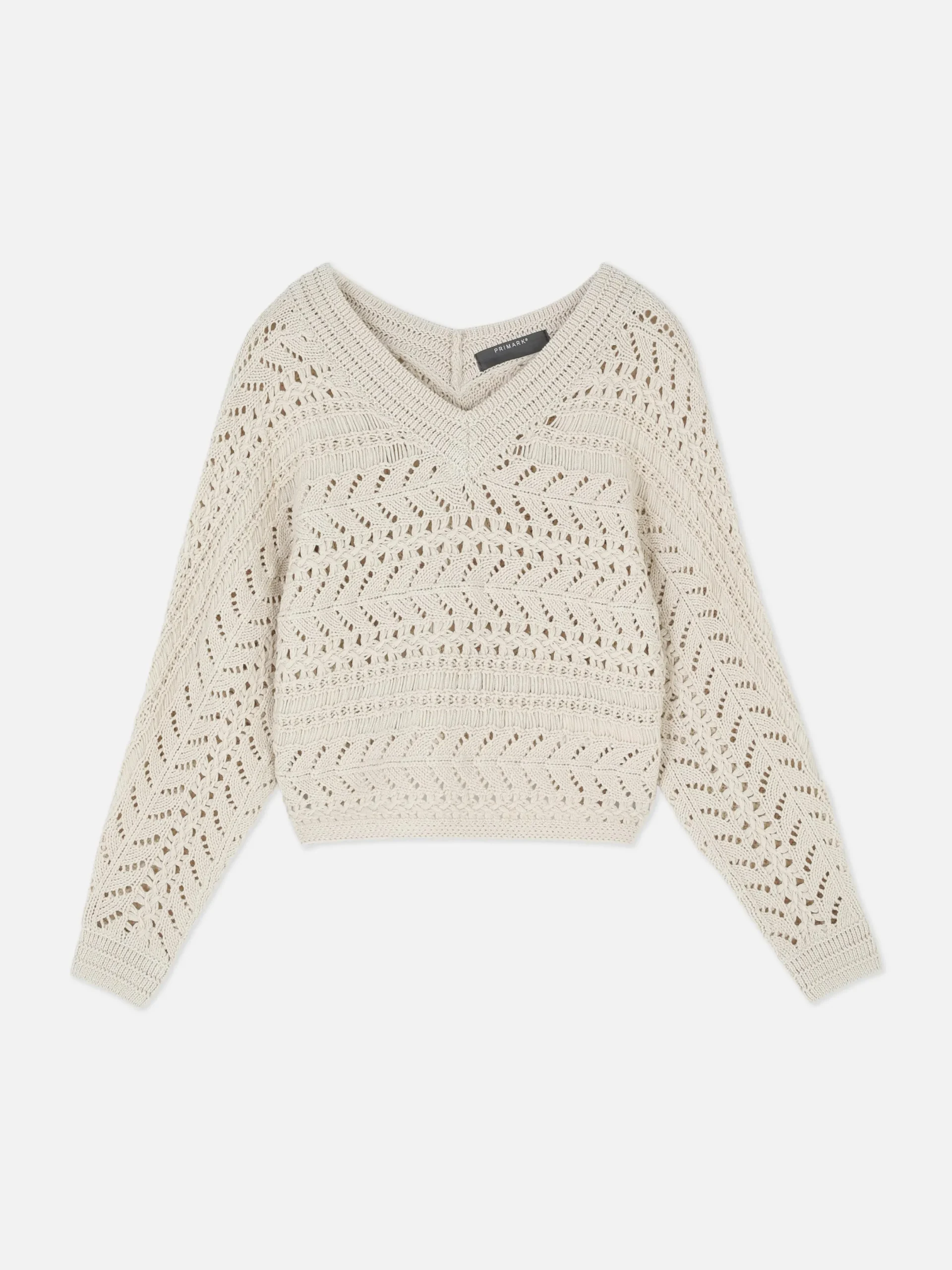 Pullover Und Cardigans|Primark Pointelle-Strickpullover Mit V-Ausschnitt Beige