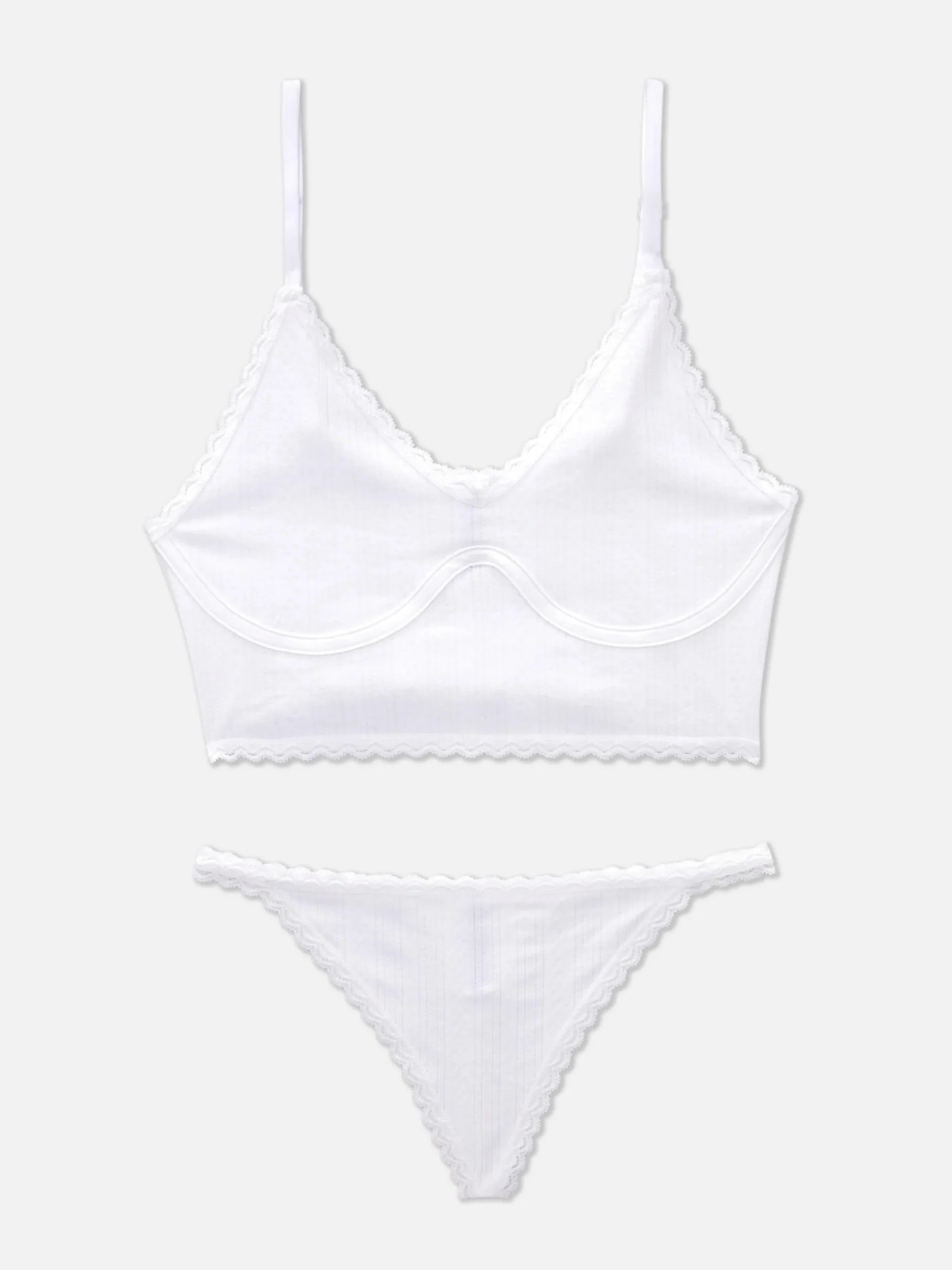 Dessous-Sets|Primark Pointelle-Unterwäscheset Mit Ungepolstertem Bralette Weiß