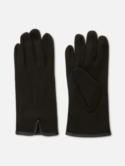 Mützen, Handschuhe Und Schals|Primark Ponté-Strickhandschuhe Mit Kunstlederbesatz Schwarz