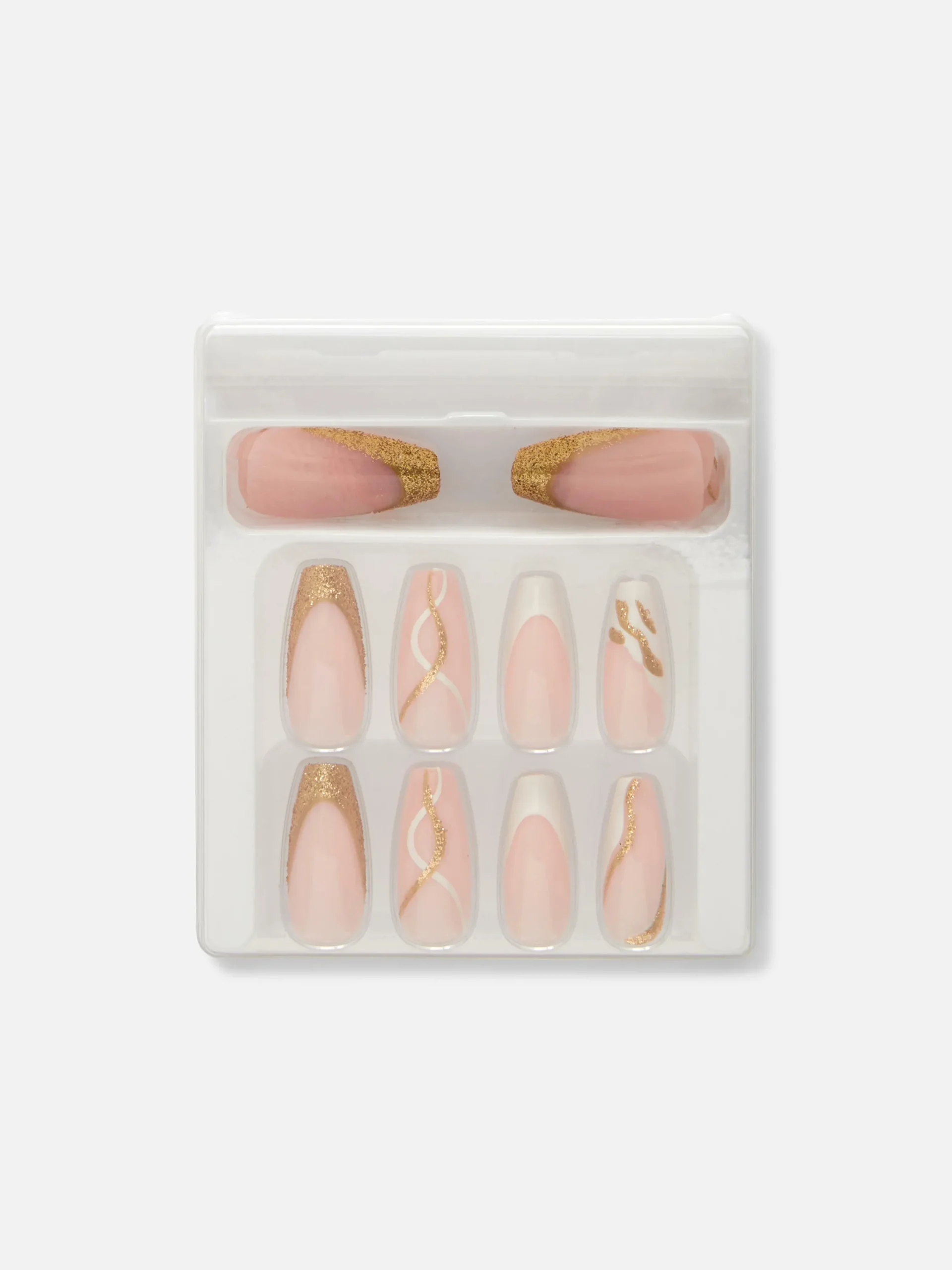 Kunstnägel|Primark PS… Glänzende Stiletto-Kunstnägel Mit Wirbelmuster Gold
