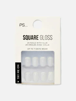 Kunstnägel|Primark PS… Quadratische, Glänzende Kunstnägel Nude