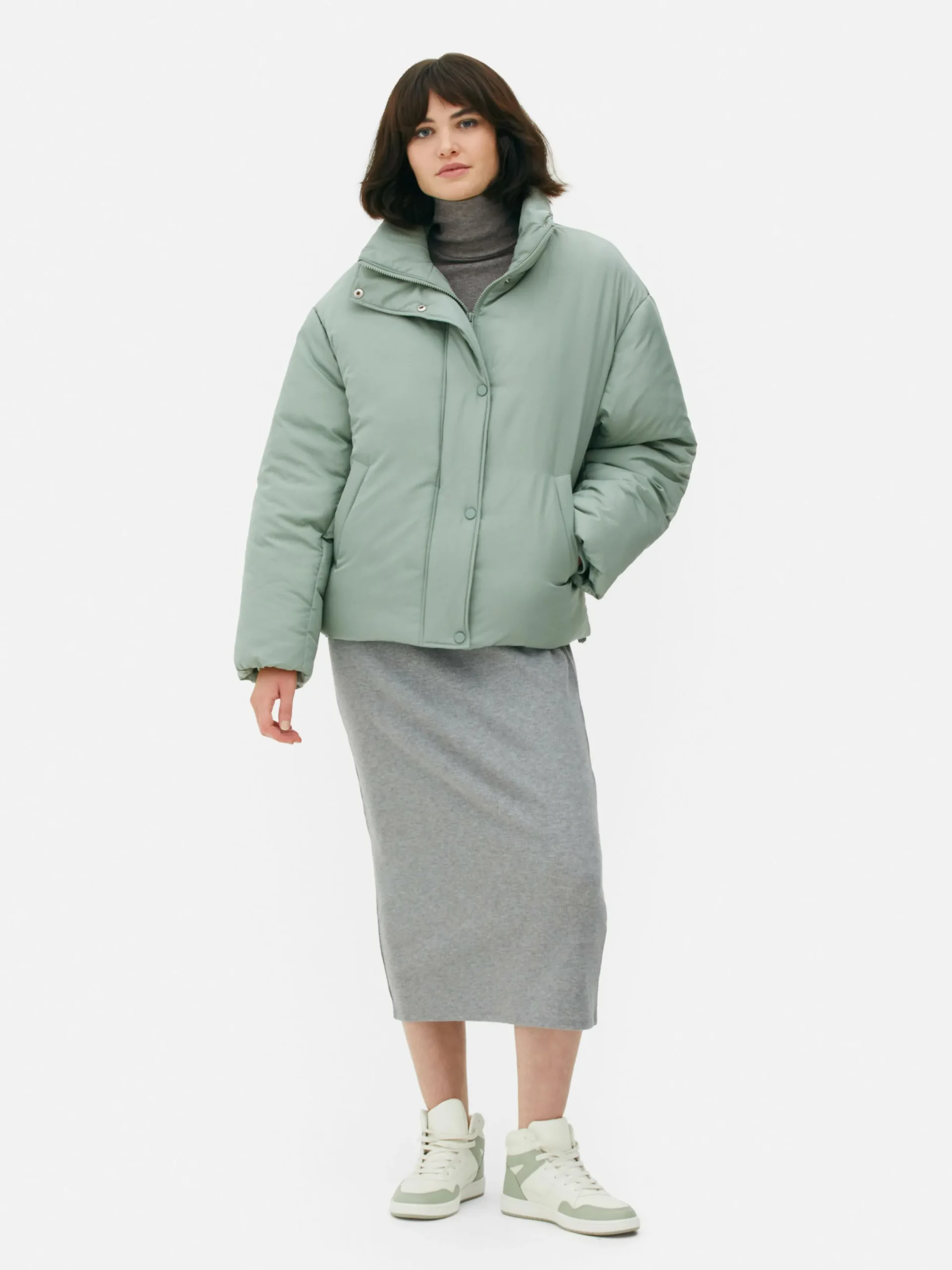Jacken Und Mäntel|Primark Pufferjacke Mit Trichterkragen Grün