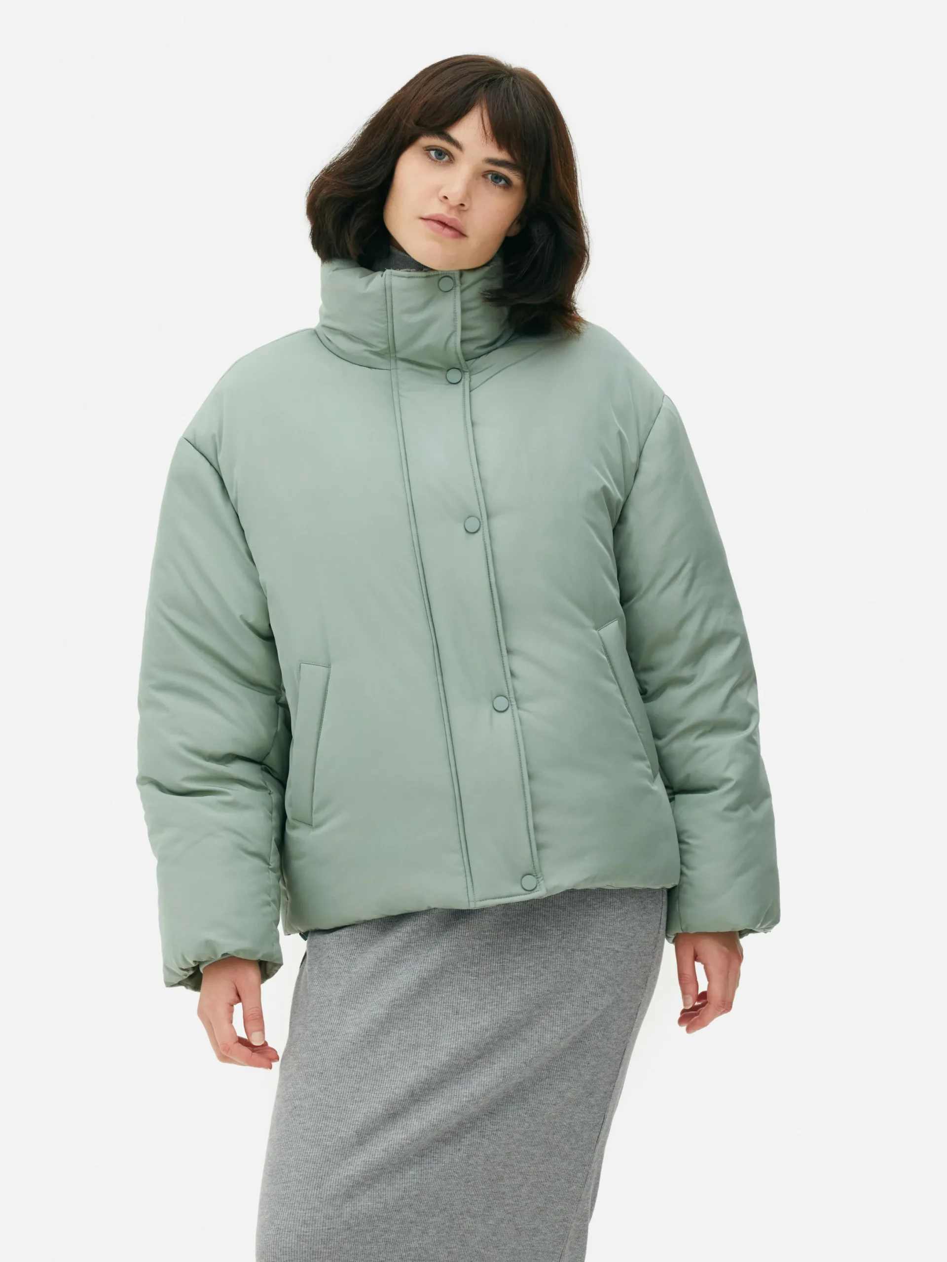Jacken Und Mäntel|Primark Pufferjacke Mit Trichterkragen Grün