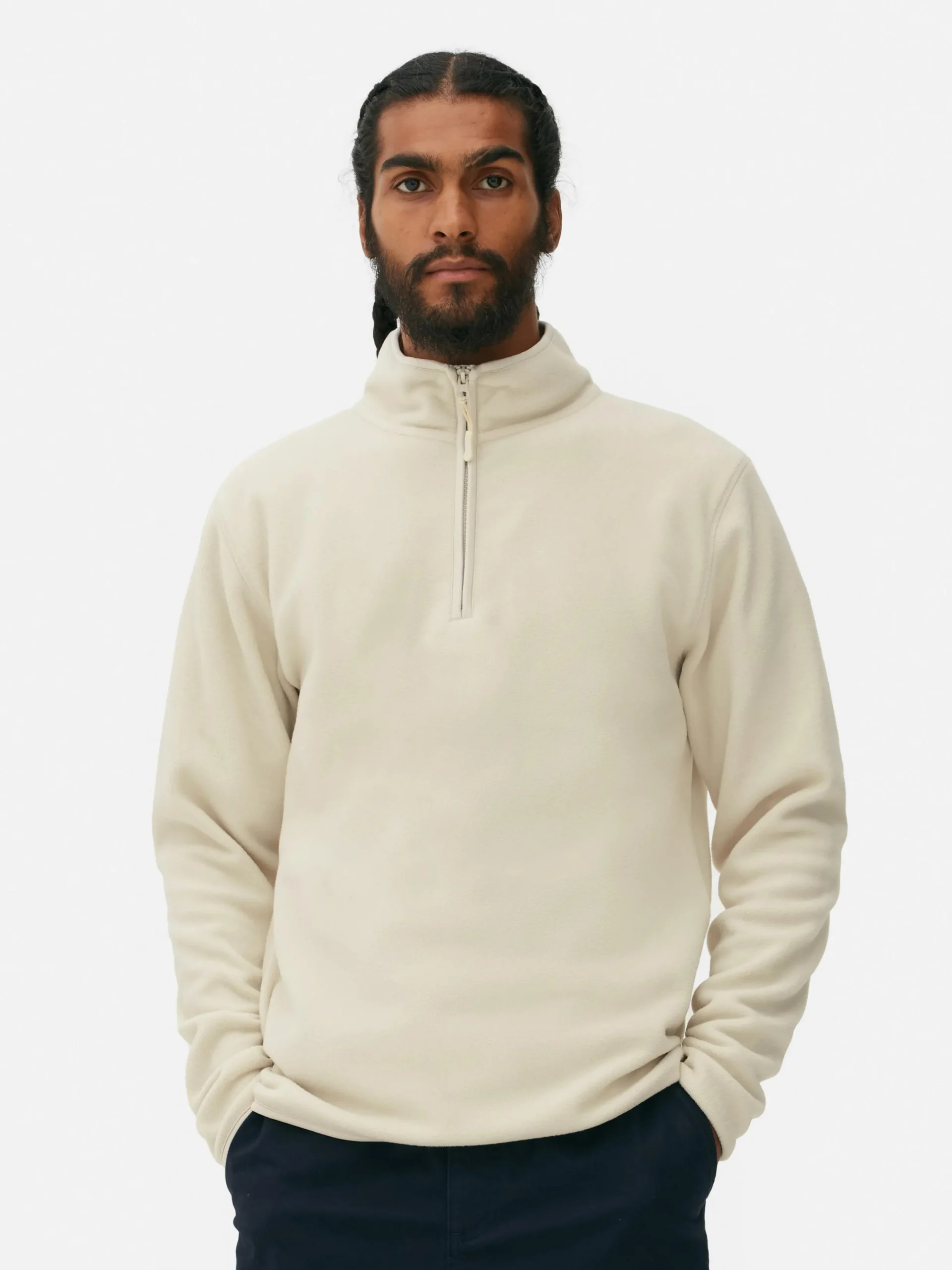 Pullover Und Cardigans|Hoodies Und Sweatshirts|Primark Pullover Aus Fleece Mit Halbem Reißverschluss Ecrufarben