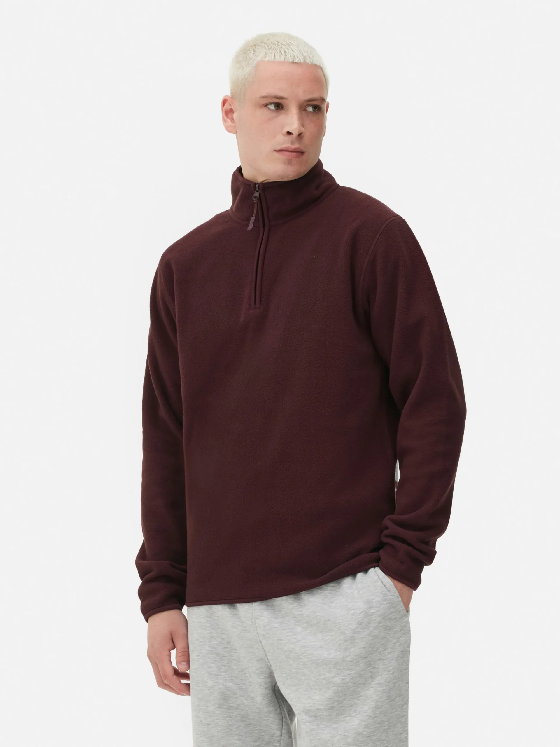 Pullover Und Cardigans|Hoodies Und Sweatshirts|Primark Pullover Aus Fleece Mit Halbem Reißverschluss Burgunderrot