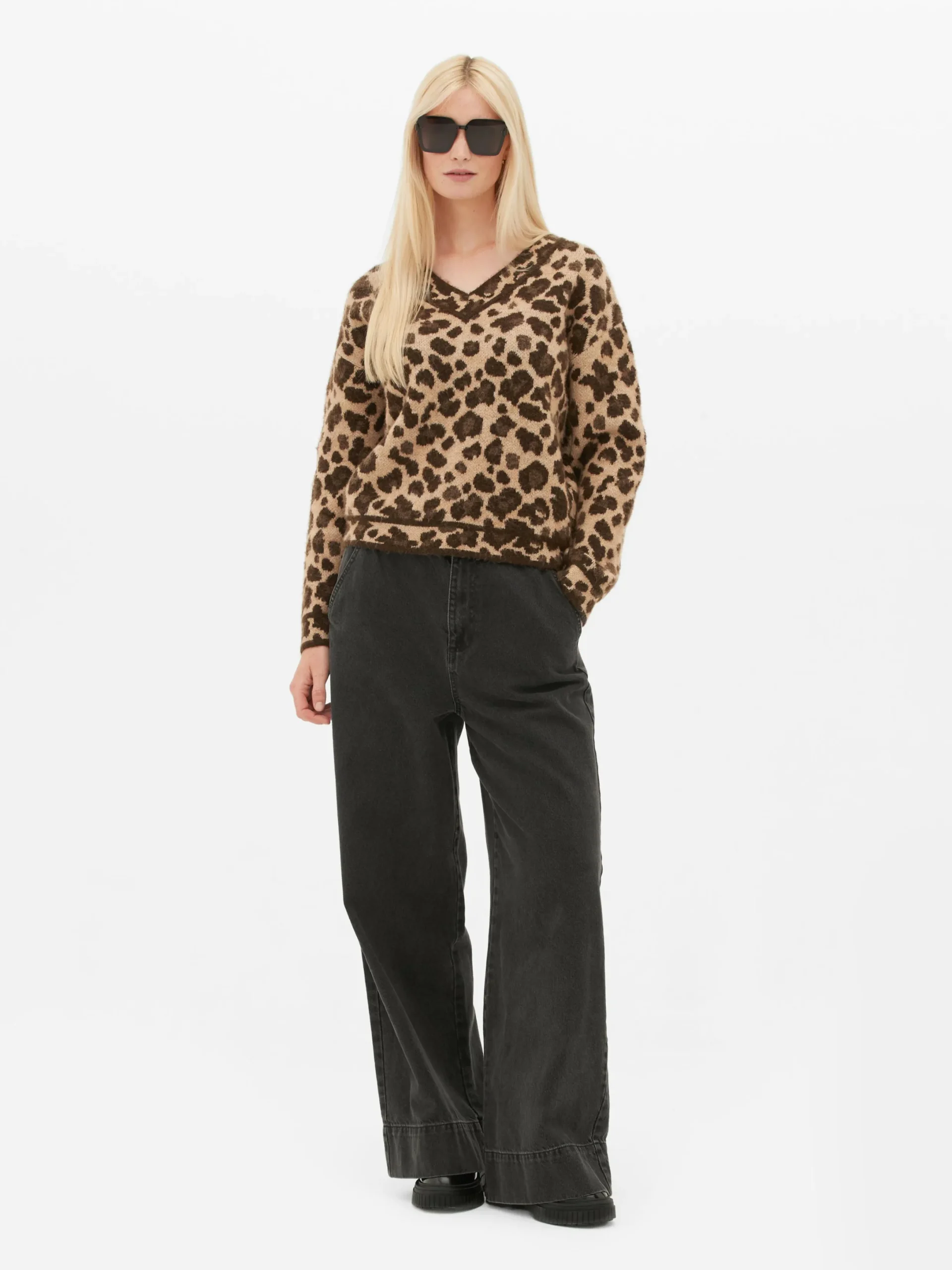 Pullover Und Cardigans|Primark Pullover Mit Leopardenmuster Und V-Ausschnitt Multi