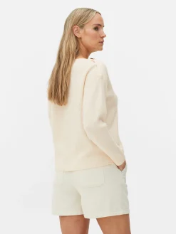 Pullover Und Cardigans|Primark Pullover Mit Schulterknöpfen Und U-Boot-Ausschnitt Elfenbeinfarben