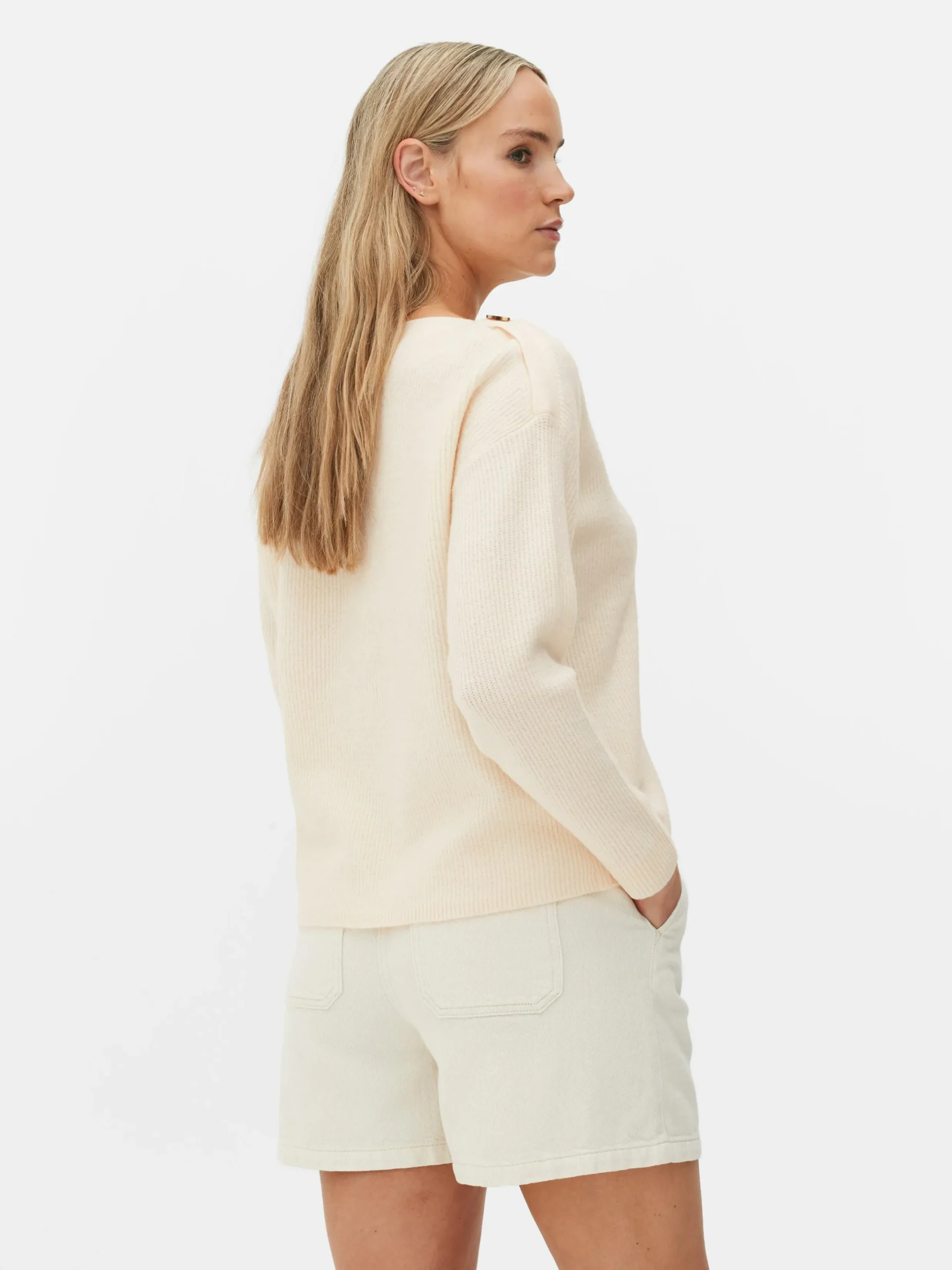 Pullover Und Cardigans|Primark Pullover Mit Schulterknöpfen Und U-Boot-Ausschnitt Elfenbeinfarben