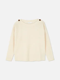 Pullover Und Cardigans|Primark Pullover Mit Schulterknöpfen Und U-Boot-Ausschnitt Elfenbeinfarben