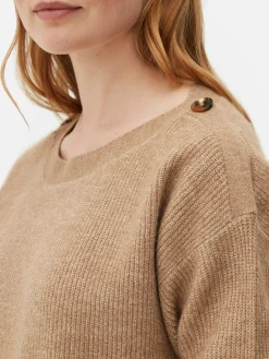 Pullover Und Cardigans|Primark Pullover Mit Schulterknöpfen Und U-Boot-Ausschnitt Taupefarben