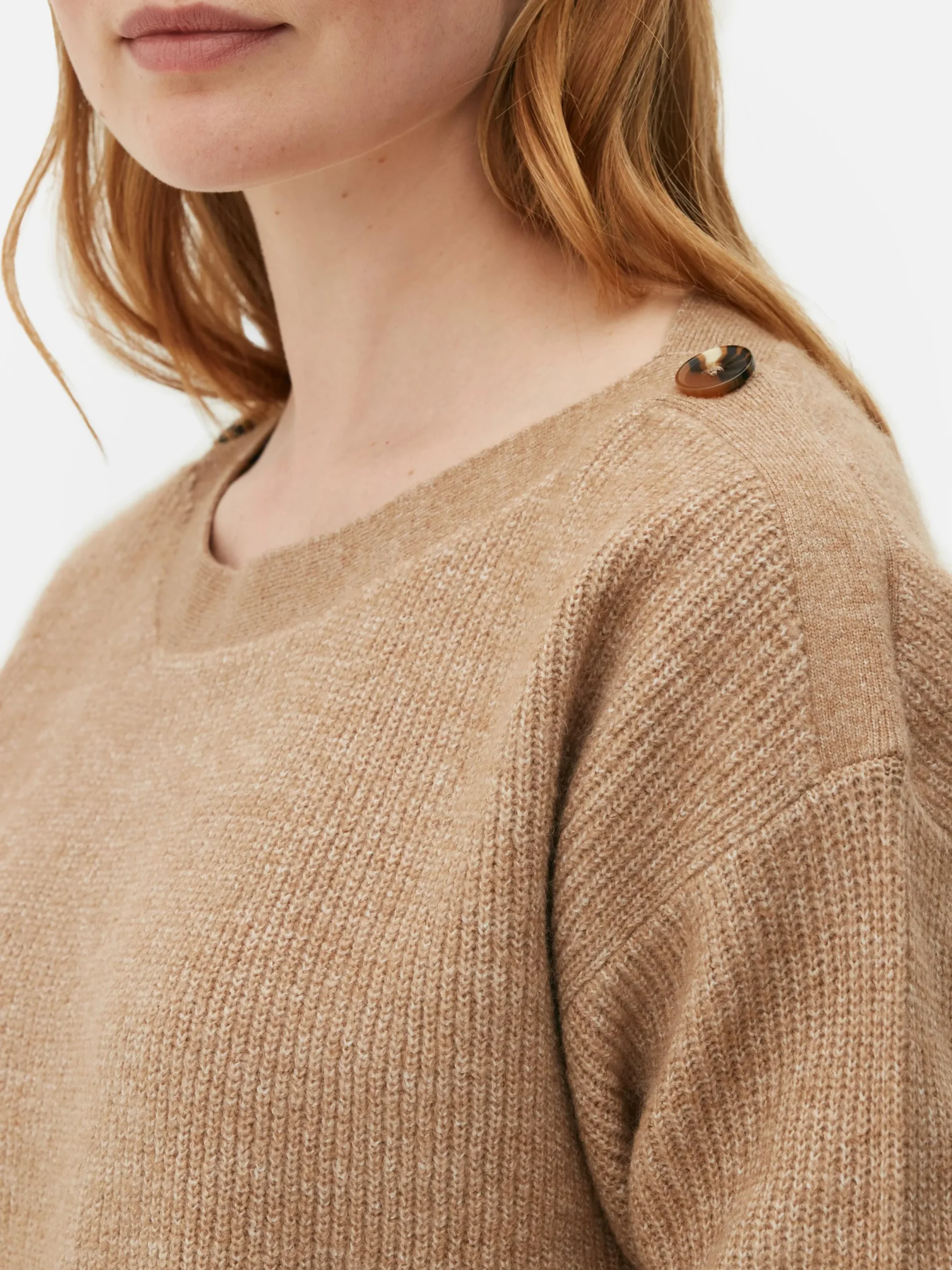 Pullover Und Cardigans|Primark Pullover Mit Schulterknöpfen Und U-Boot-Ausschnitt Taupefarben