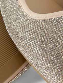 Flache Schuhe|Primark Pumps Mit Eckiger Zehenpartie Und Nieten Hellrosa