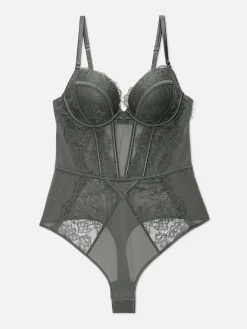 Dessous-Sets|Primark Push-Up-Bodysuit Mit Spitze Khakifarben