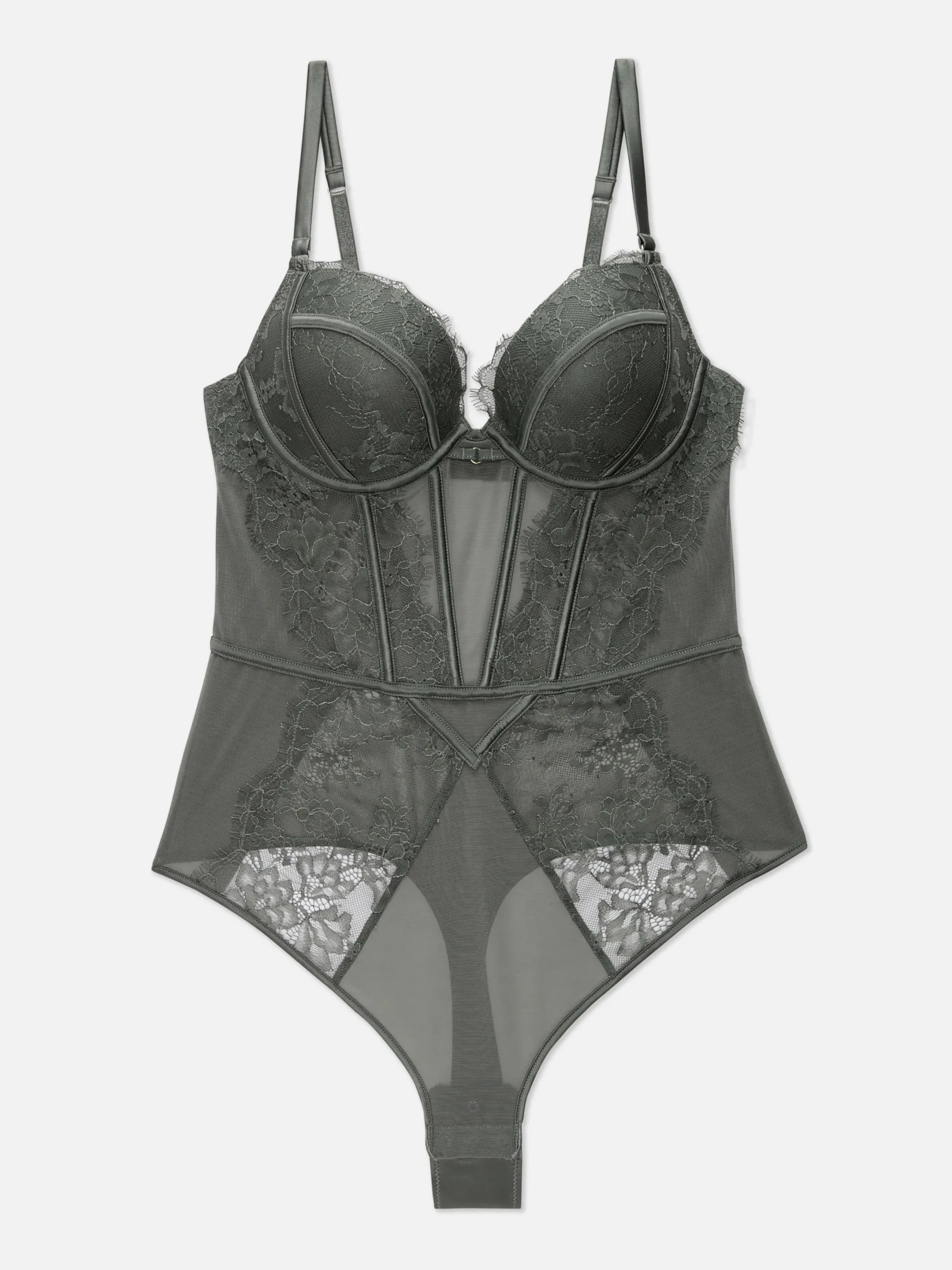 Dessous-Sets|Primark Push-Up-Bodysuit Mit Spitze Khakifarben