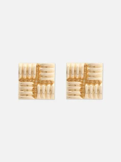 Schmuck|Primark Quadratische Ohrstecker In Kissen-Optik Gelb