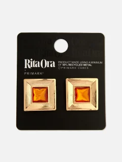 Schmuck|Primark Quadratische „Rita Ora“ Ohrringe Mit Schmucksteinen Gelb