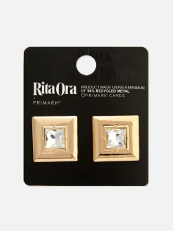 Schmuck|Primark Quadratische „Rita Ora“ Ohrstecker Mit Schmucksteinen Gelb
