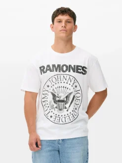 Grafik-T-Shirts Und -Sweatshirts|Tops Und T-Shirts|Primark „Ramones“ Tour-T-Shirt Weiß