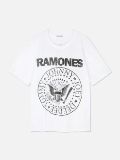 Grafik-T-Shirts Und -Sweatshirts|Tops Und T-Shirts|Primark „Ramones“ Tour-T-Shirt Weiß