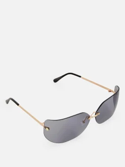 Sonnenbrillen|Primark Randlose, Gebogene „Rita Ora“ Sonnenbrille Schwarz