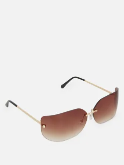 Sonnenbrillen|Primark Randlose, Gebogene „Rita Ora“ Sonnenbrille Braun