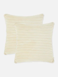 Kissen Und Bezüge|Primark Rechteckige Kissen Mit Rippenstruktur, 2er-Pack Cremefarben