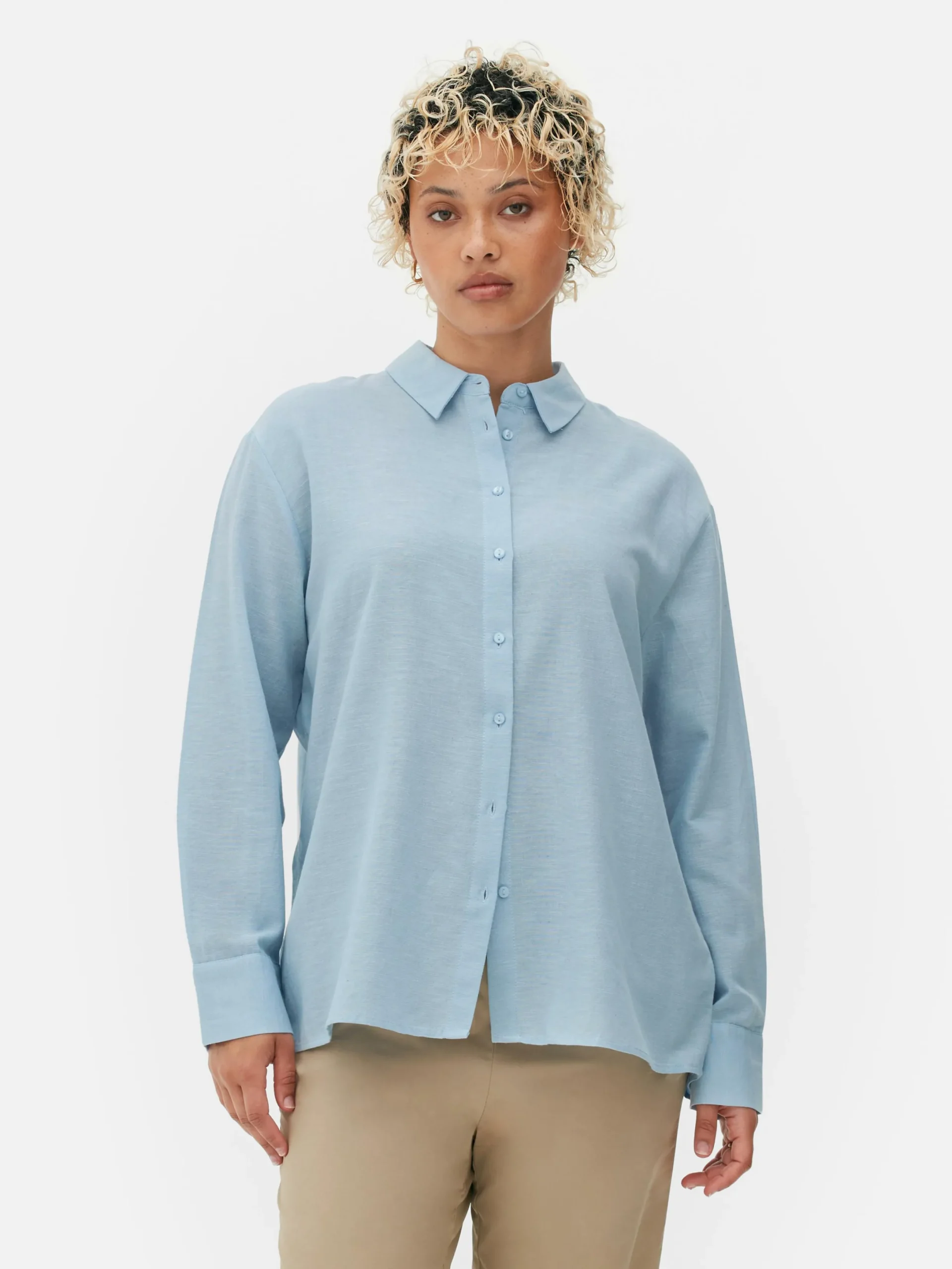 Blusen|Primark Regular-Fit-Hemd Mit Knopfleiste Blau