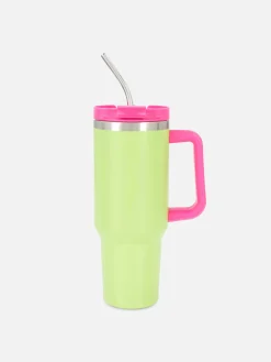 Tassen Und Becher|Primark Reisebecher Aus Edelstahl Mit Trinkhalm, 1,18 L Lindgrün