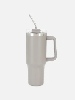 Tassen Und Becher|Primark Reisebecher Aus Edelstahl Mit Trinkhalm, 1,18 L Grau
