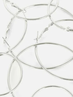 Schmuck|Primark Röhren-Creolen, 4er-Pack Weiß