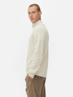Pullover Und Cardigans|Primark Rippenstrick-Pullover Mit Reißverschluss Hellbeige