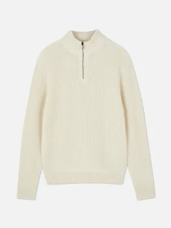 Pullover Und Cardigans|Primark Rippenstrick-Pullover Mit Reißverschluss Hellbeige