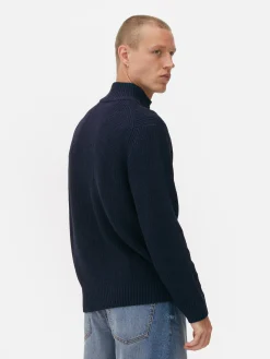 Pullover Und Cardigans|Primark Rippenstrick-Pullover Mit Reißverschluss Marineblau