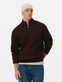Pullover Und Cardigans|Primark Rippenstrick-Pullover Mit Reißverschluss Braun