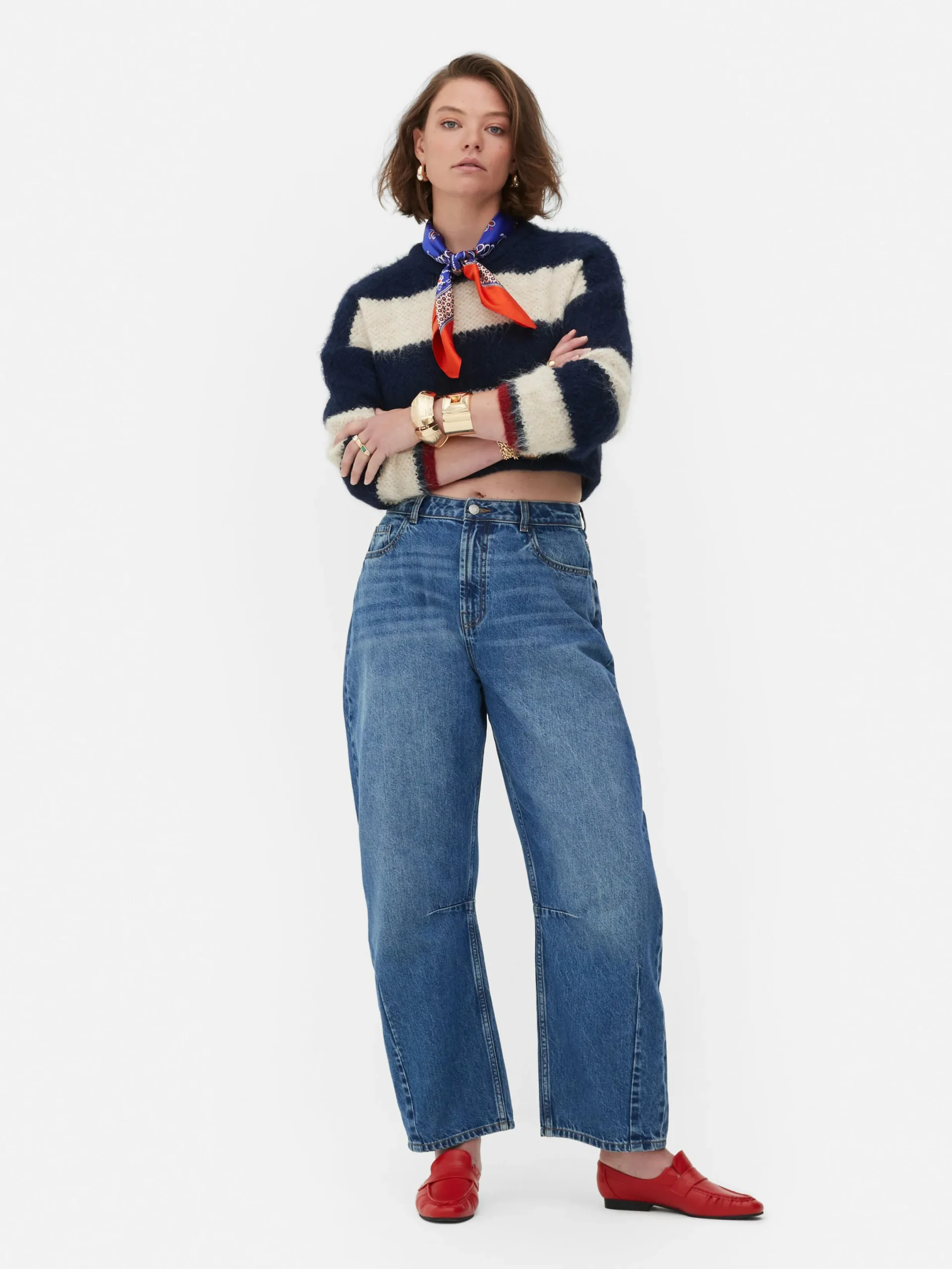 Jeans|Primark „Rita Ora“ Barrel-Jeans In Acid-Wash-Optik Mittelblau