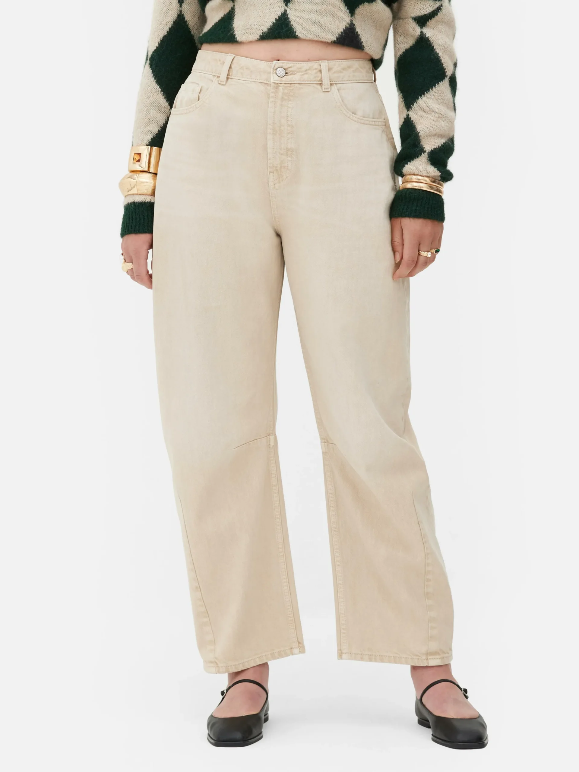 Jeans|Primark „Rita Ora“ Barrel-Jeans In Acid-Wash-Optik Steinfarben
