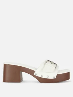 Heels|Primark „Rita Ora“ Clogs Mit Blockabsatz Weiß