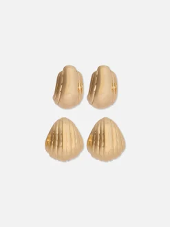 Schmuck|Primark „Rita Ora“ Creolen Mit Muschelanhänger, 2er-Pack Gelb