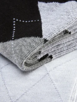 Socken|Primark „Rita Ora“ Crew-Socken Mit Argyle-Muster, 2er-Pack Anthrazitfarben