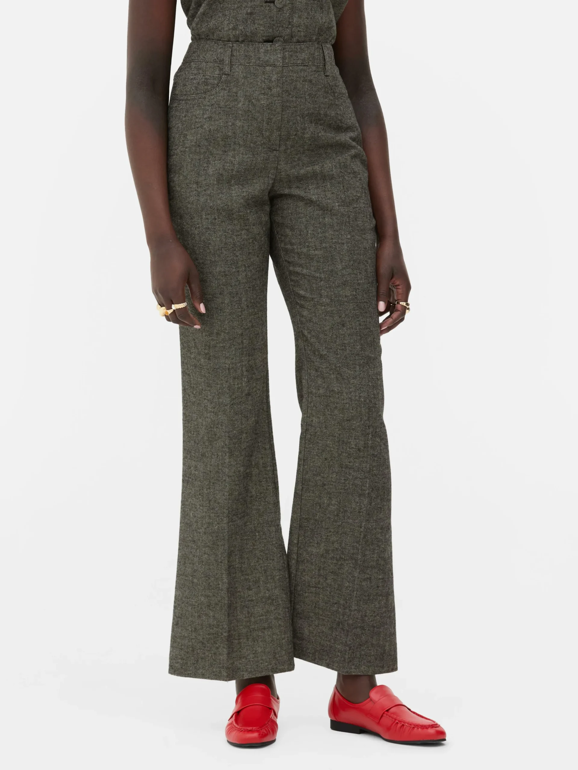 Hosen Und Leggings|Primark „Rita Ora“ Hose Mit Fischgrätmuster Braun