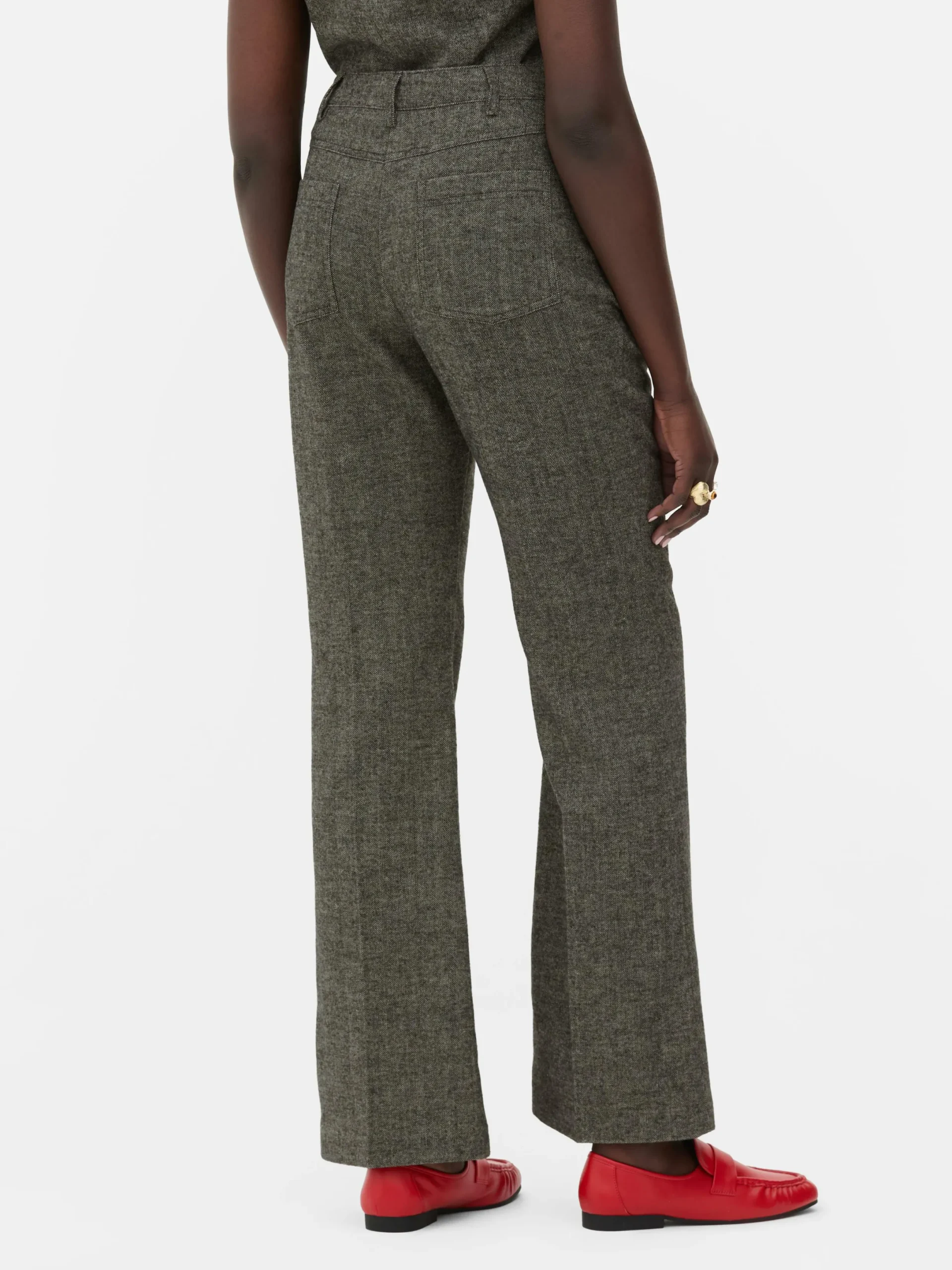 Hosen Und Leggings|Primark „Rita Ora“ Hose Mit Fischgrätmuster Braun