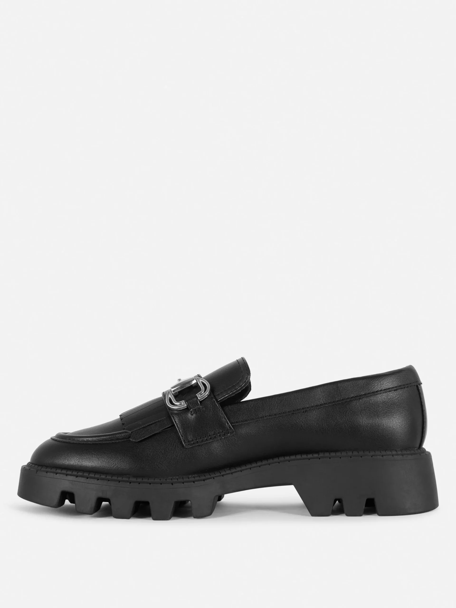 Flache Schuhe|Primark „Rita Ora“ Loafer Mit Kiltfransen Und Dicker Sohle Schwarz
