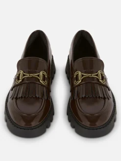 Flache Schuhe|Primark „Rita Ora“ Loafer Mit Kiltfransen Und Dicker Sohle Braun