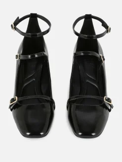 Heels|Primark „Rita Ora“ Mary Janes Mit Absatz Und Drei Riemchen Schwarz