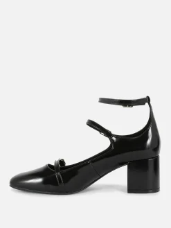 Heels|Primark „Rita Ora“ Mary Janes Mit Absatz Und Drei Riemchen Schwarz