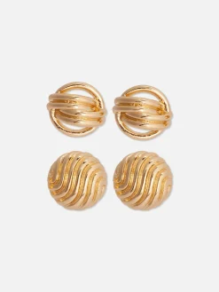 Schmuck|Primark „Rita Ora“ Ohrstecker Mit Skulpturalem Design, 2er-Pack Gelb