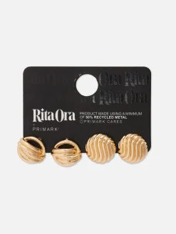Schmuck|Primark „Rita Ora“ Ohrstecker Mit Skulpturalem Design, 2er-Pack Gelb