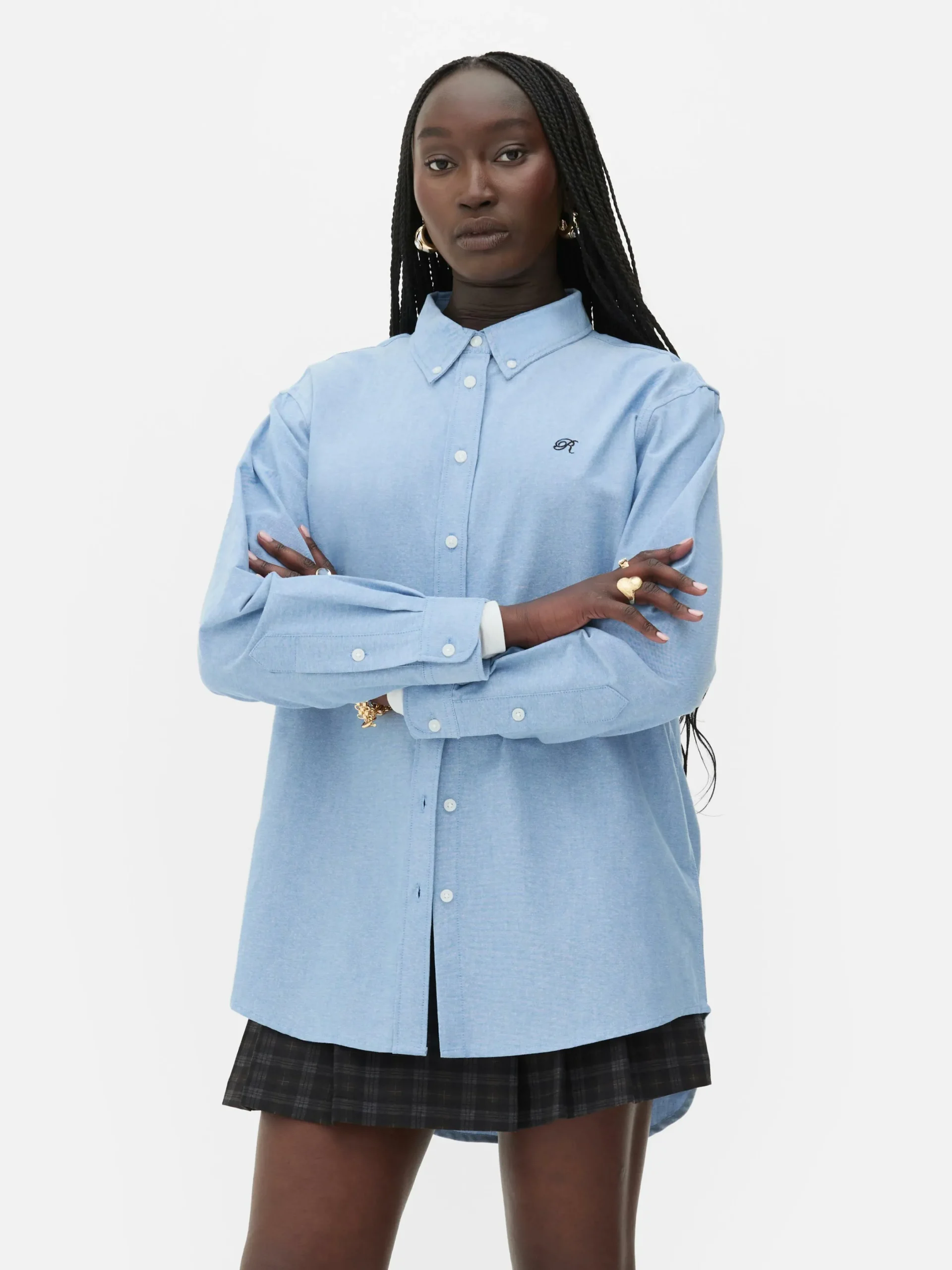 Blusen|Primark „Rita Ora“ Oxford-Hemd Mit Knopfleiste Blau