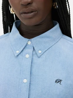 Blusen|Primark „Rita Ora“ Oxford-Hemd Mit Knopfleiste Blau